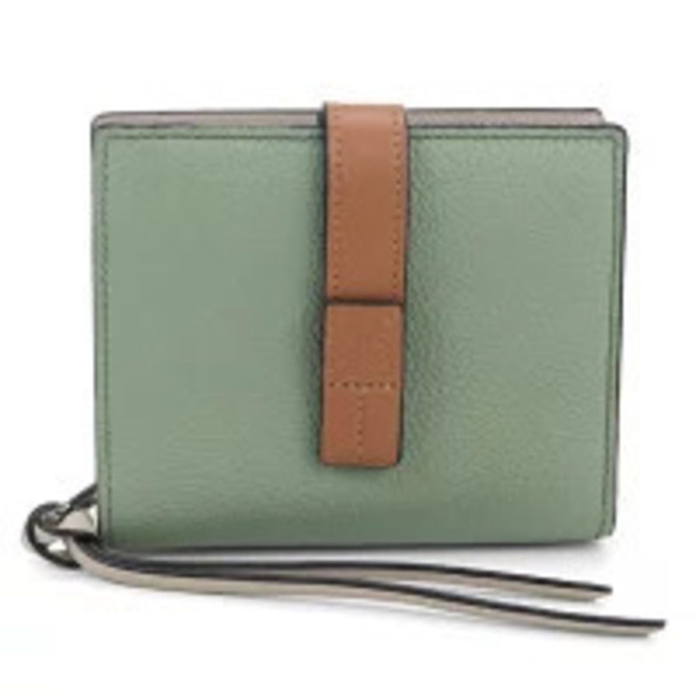 Loewe Bi fold Wallet Anagram Compact Zip Green